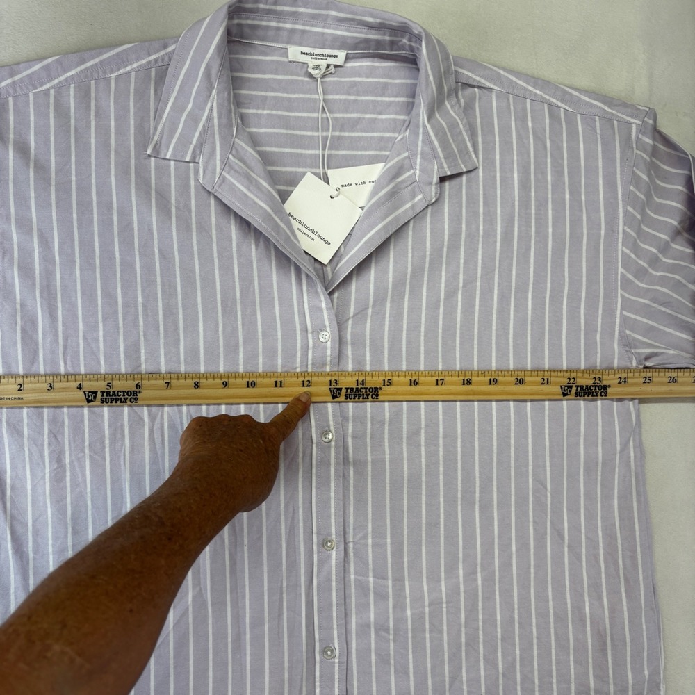 Beachlunchlounge Sydney Shirt Women XL Lilac Breeze‎ Striped Button Down New - Picture 4 of 10